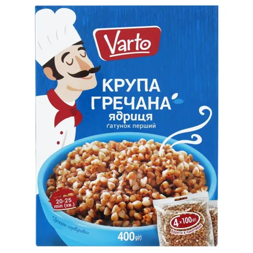 Крупа Varto гречана ядриця 4х100 400г