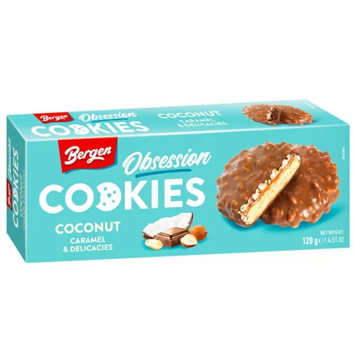 Печиво Bergen Obsession з кокосом та карамеллю 128г