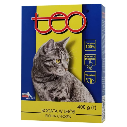 Корм сухий Teo з м'ясом птиці для котів 400г