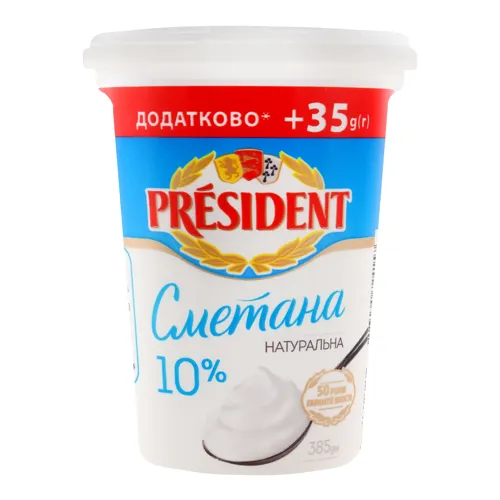 Сметана 10% President ст 385г