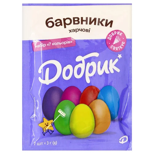 Набір барвників Добрик 7 кольорів для великодніх яєць 21г