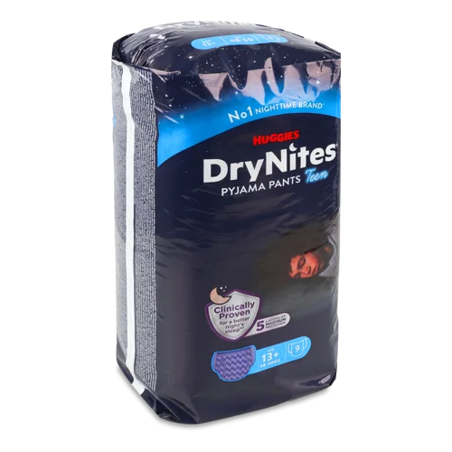 Трусики-підгузники для хлопчиків від 13 років нічні Teen DryNites Huggies, 48-60 кг, 9 шт