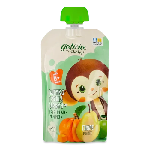 Пюре Galicia Baby яблучно-грушево-гарбузове, 90г