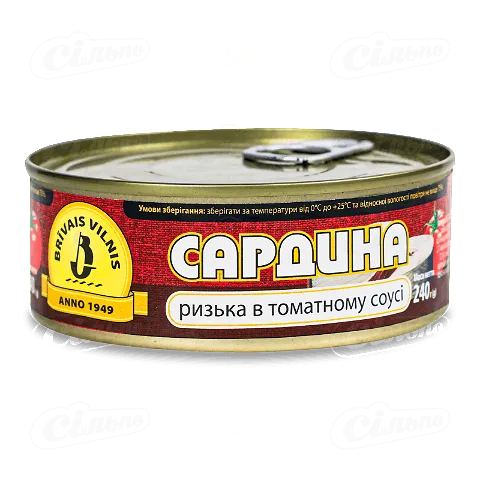 Сардина Brivais Vilnis Ризька в томатному соусі, 240г
