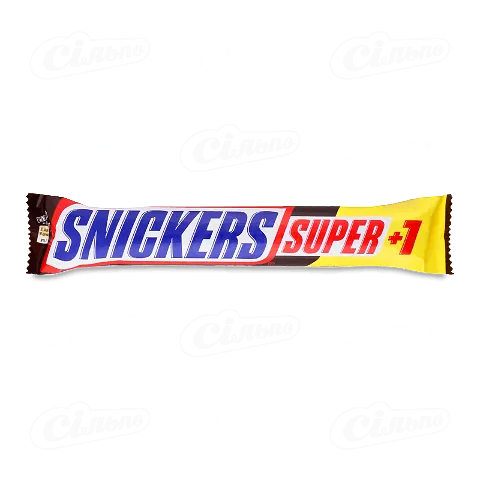 Батончик зі смаженим арахісом, карамеллю і нугою, вкритий молочним шоколадом Snickers Super, 112,5г