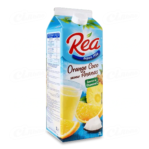 Напій соковий Rea апельсин-ананас-кокос, 2л