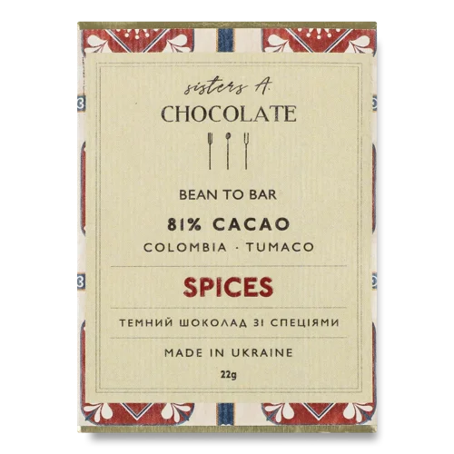 Темний Шоколад 81% в/ґ Spices Sisters, 22г