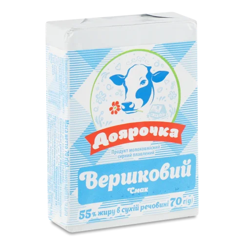 Сирний Продукт Молоковмісний Плавлений Вершковий Смак Доярочка м/у, 70г
