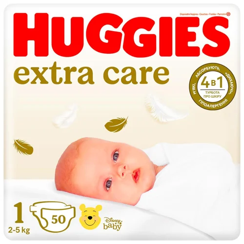 Підгузники Huggies Extra Care 1 3-5кг 50шт