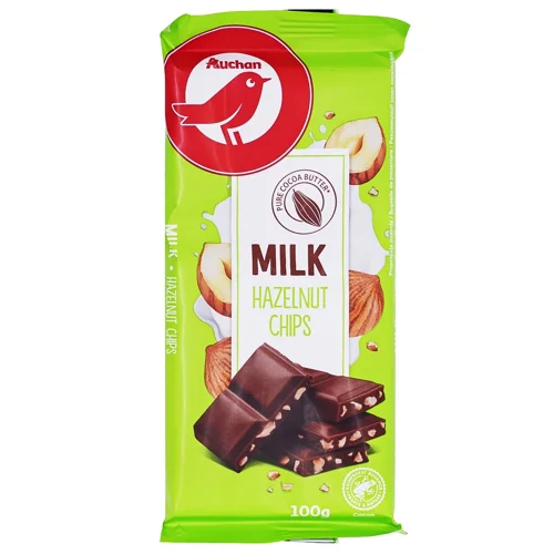 Шоколад молочний Auchan з фундуком 100г