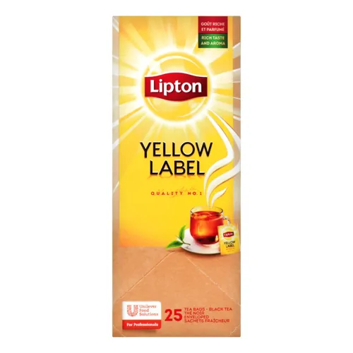Чай чорний байховий в пакетиках Yellow Label Lipton к/у 25х1.8г