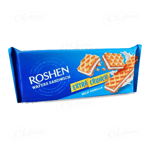 Вафлі Roshen Wafers Sandwich Extra Crunch Milk Vanilla, 142г
