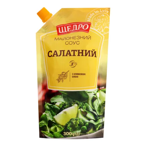 Соус майонезний 30% Салатний Щедро д/п 300г