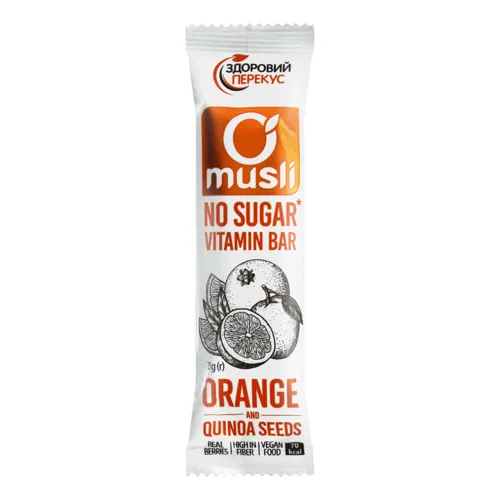 Батончик-мюслі Апельсин-насіння кіноа Здоровий перекус 25г