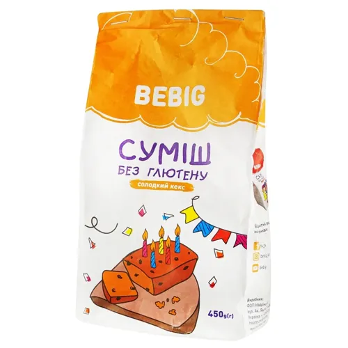 Суміш для випікання BeBig Солодкий кекс без глютену 450г