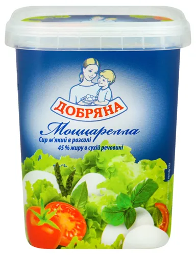 Сир 45% м'який в розсолі Моццарелла Добряна ст 350г