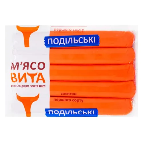 Сосиски М'ясовита Подільські першого гатунку 385г