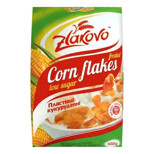 Пластівці кукурудзяні глазуровані цукровою глазур'ю зі зменшеним вмістом цукру Zlakovo м/у 650г