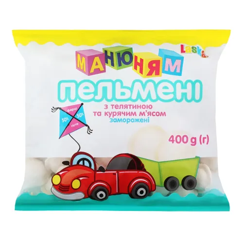 Пельмені з телятиною та курячим м'ясом Ма-ню-ням Laska м/у 400г