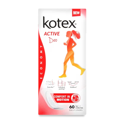 Гігієнічні Прокладки KOTEX Active Deo Щоденні Екстра Тонкі, 60 шт