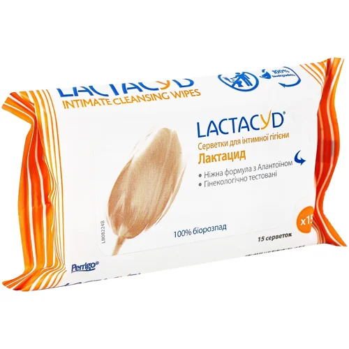 Серветки вологі Lactacyd для інтимної гігієни 15шт