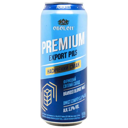 Пиво Оболонь Premium Export Pilsner світле 5,3% 0,5л