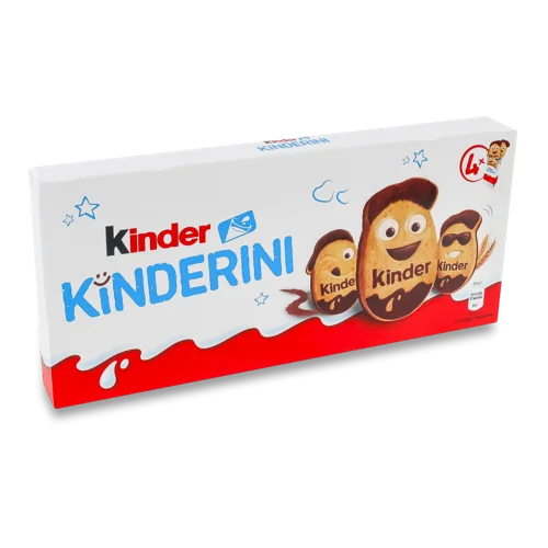 Печиво Хрустке З Какао-Молочним Декором Kinderini Kinder, Картонна Упаковка, 4х25г