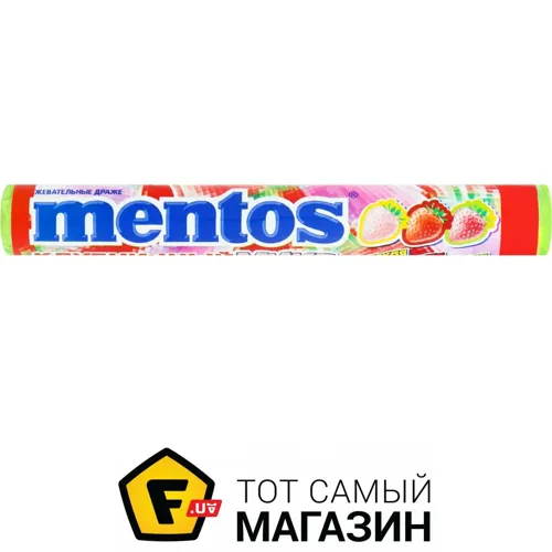 Драже Mentos жувальні полуничний мікс 37г