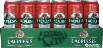 Упаковка пива Lacplesis Dzintara світле фільтроване 4.8% 0.568л x 24 шт
