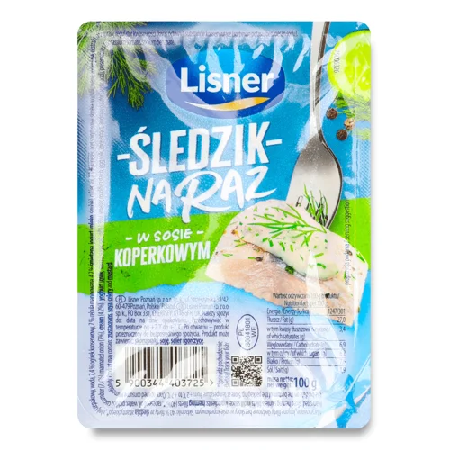 Оселедець Lisner порційний в кроповому соусі,100г