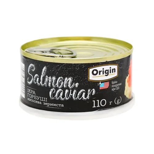 Ікра лососева зерниста горбуші в скляній банці 110г