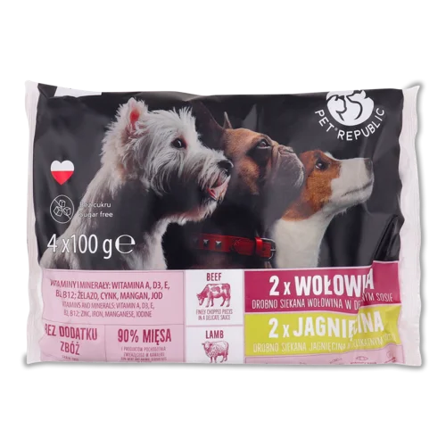 Вологий Корм Для Дорослих Собак Яловичина-Баранина Pet Republic, в/ґ, 4х100г