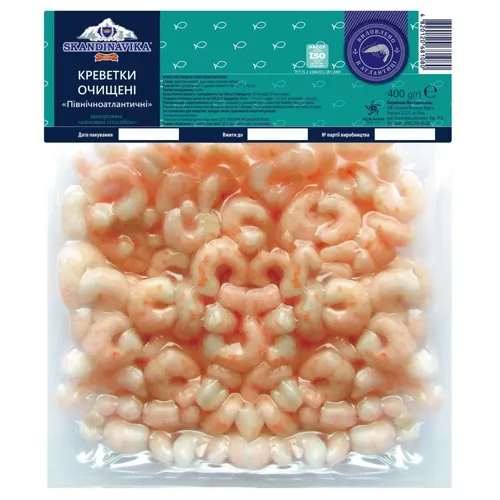 Креветки Skandinavika холодноводні очищені варено-морожені 300г