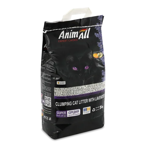 Наповнювач Гігієнічний Для Котячого Туалету Лаванда AnimAll, Середній, В/ґ, 5кг