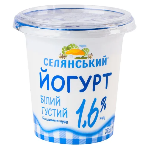 Йогурт Селянський Білий густий без цукру 1,6% 280г