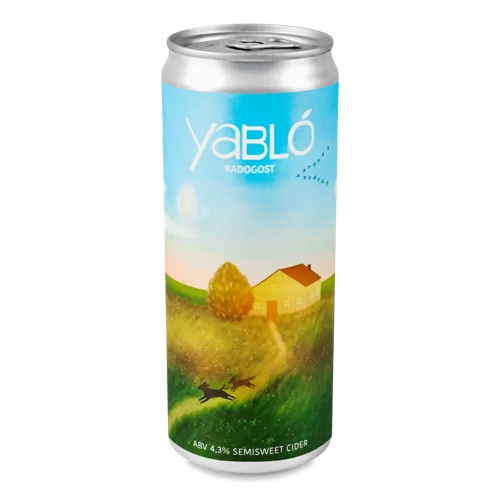 Сидр Яблучний Напівсолодкий Газований в/ґ, 0.33л, 4.3%, Radogost, з/б