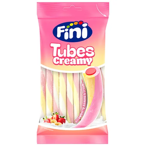 Цукерки Fini Tubes Creamy йогурт-полуниця-банан 80г