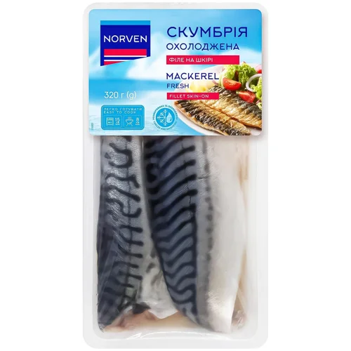 Скумбрія Norven філе на шкірі охолоджена 320г