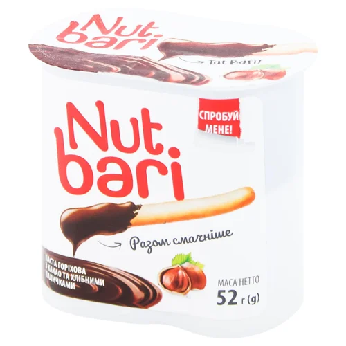 Паста горіхова Nut Bari з какао та хлібними паличками 52г