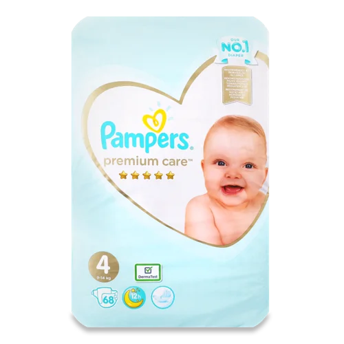 Підгузки Дитячі Одноразові Premium Care Pampers, 9-14 кг, 68 шт