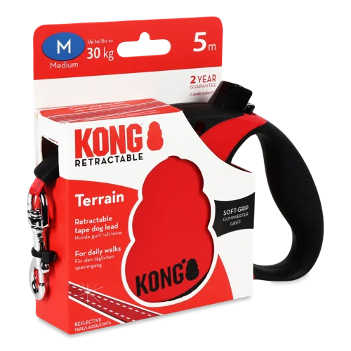 Поводок-рулетка для собак Kong, червоний, М, 5м/30кг, в/ґ