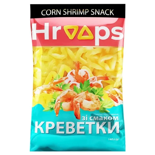 Снеки кукурудзяні Hroops зі смаком креветки 140г