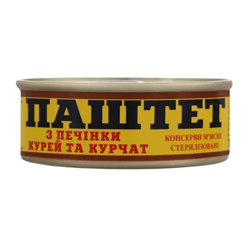 Паштет з печінки курей та курчат Онисс з залізній банці 100г