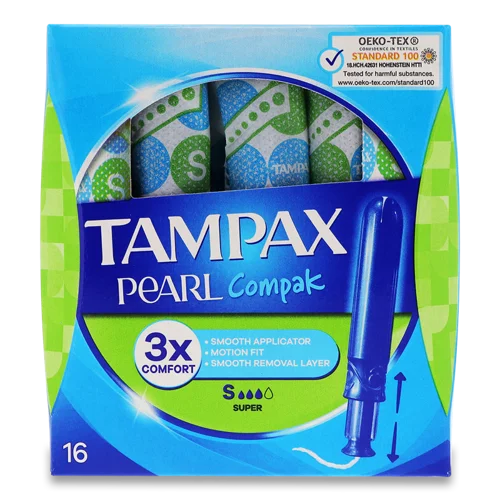 Гігієнічні Тампони з Аплікатором Super Pearl Compak Tampax, 16 шт