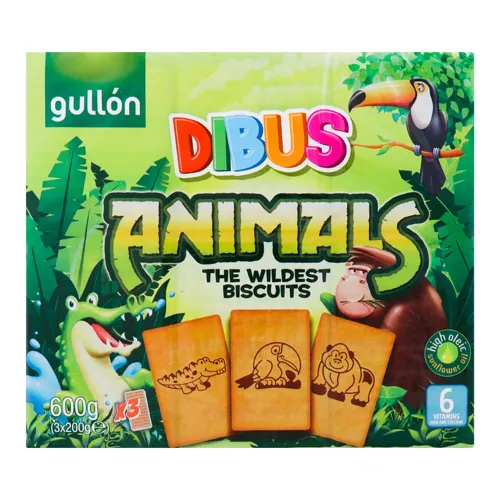 Печиво GULLON DIBUS Animals, 600г, 14шт/ящ