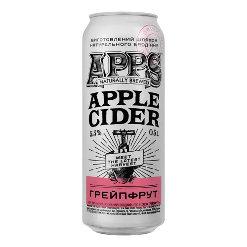 Сидр 0.5л 5.5% Грейпфрут газований солодкий Apps з/б