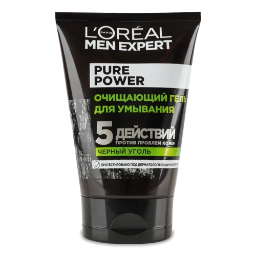 Гель для Вмивання Очищуючий Чорне Вугілля Pure Power Men Expert L'Oreal Paris, 100мл