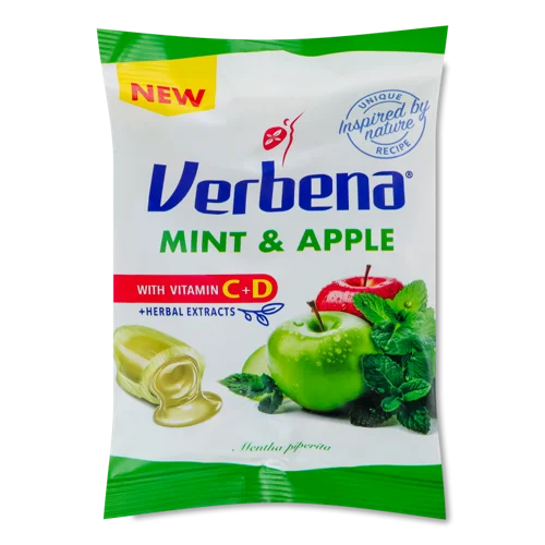 Цукерки М'які З Вітамінами Та М'ятно-Яблучною Начинкою Verbena, В/ґ, 60г