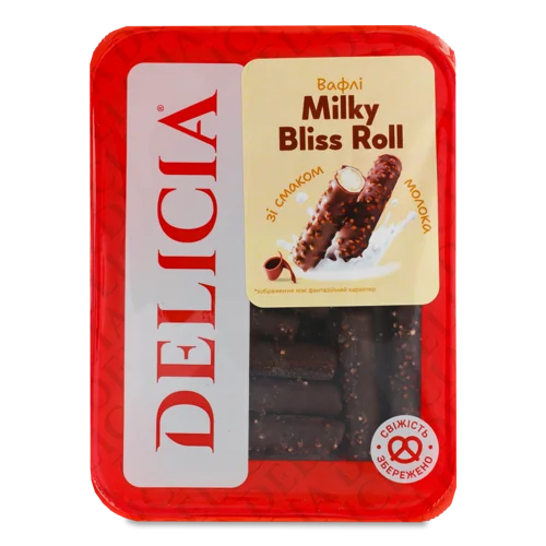 Вафлі Молочний Смак Milky Bliss Roll Delicia, Лоток 0.45кг
