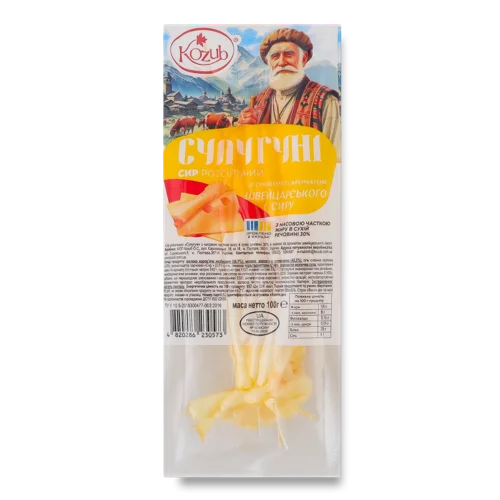 Сир 30% Розсільний З Смаком Швейцарського Сулугуні Kozub В/У 100г